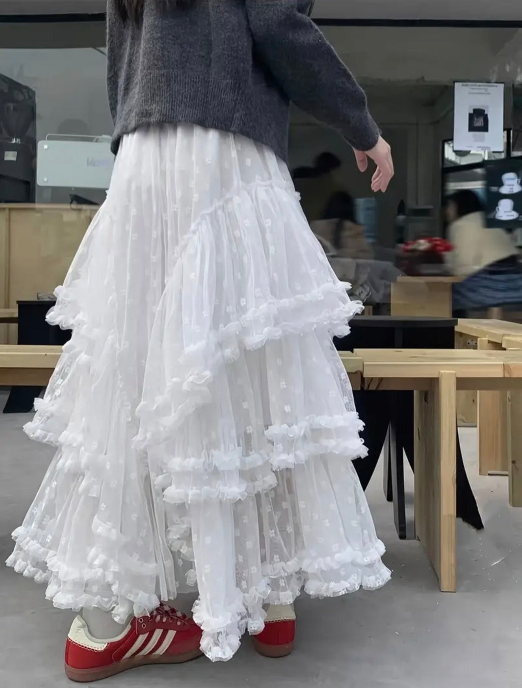 White Lace Maxi Skirt — UK 8