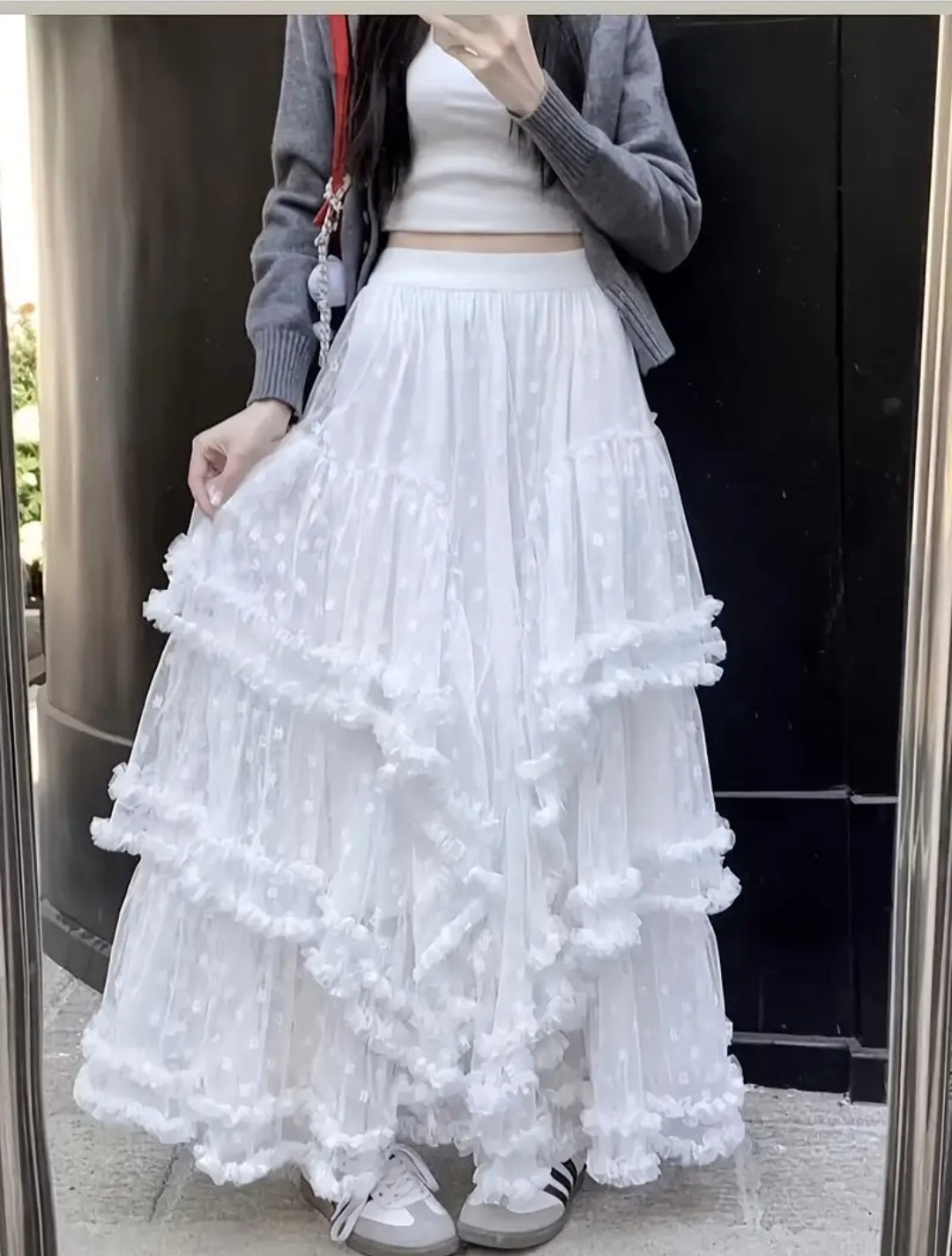 White Lace Maxi Skirt — UK 16