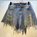 Diamond Fringe Denim Shorts — UK 18