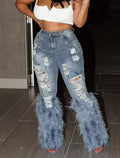 Feather Hem Vintage Jeans — UK 10