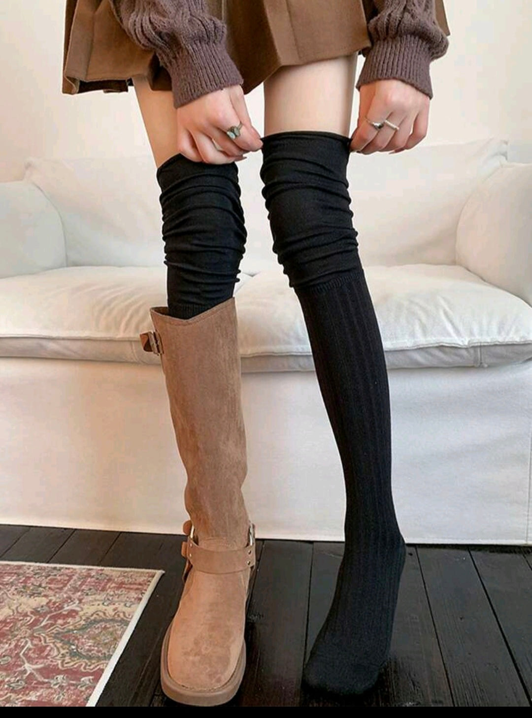 Over the Knee Socks — Black (2 Pairs)