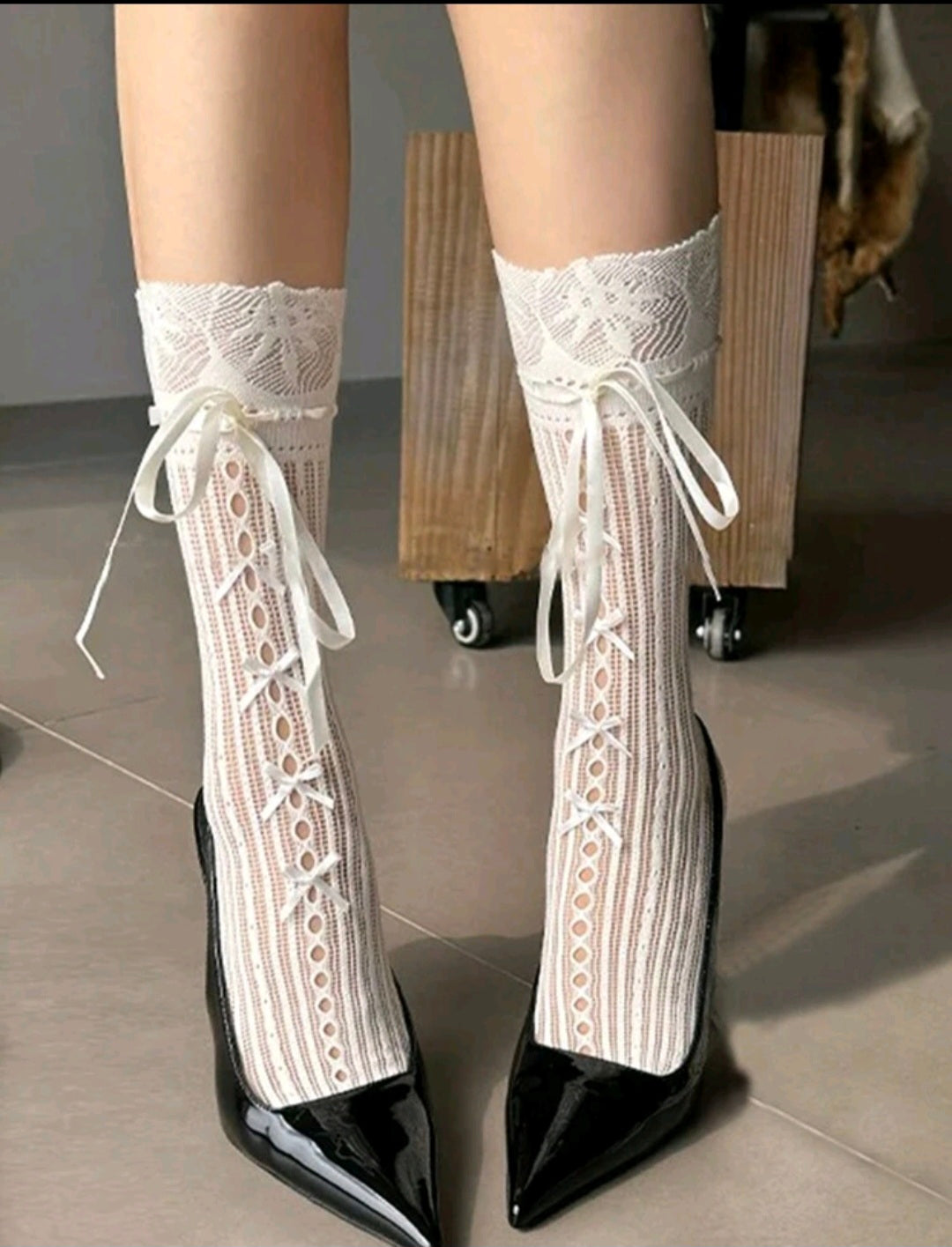 Lolita Knee High Socks II — White (2 Pairs)