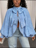 Denim Bow Blouse — UK 18
