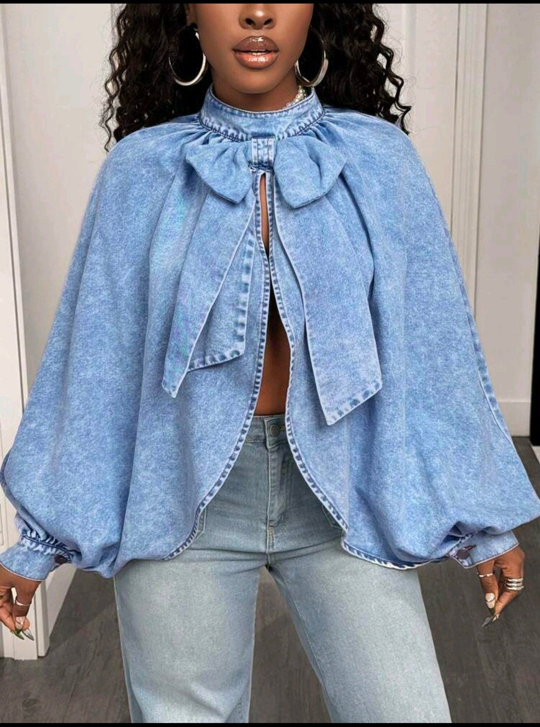 Denim Bow Blouse — UK 18
