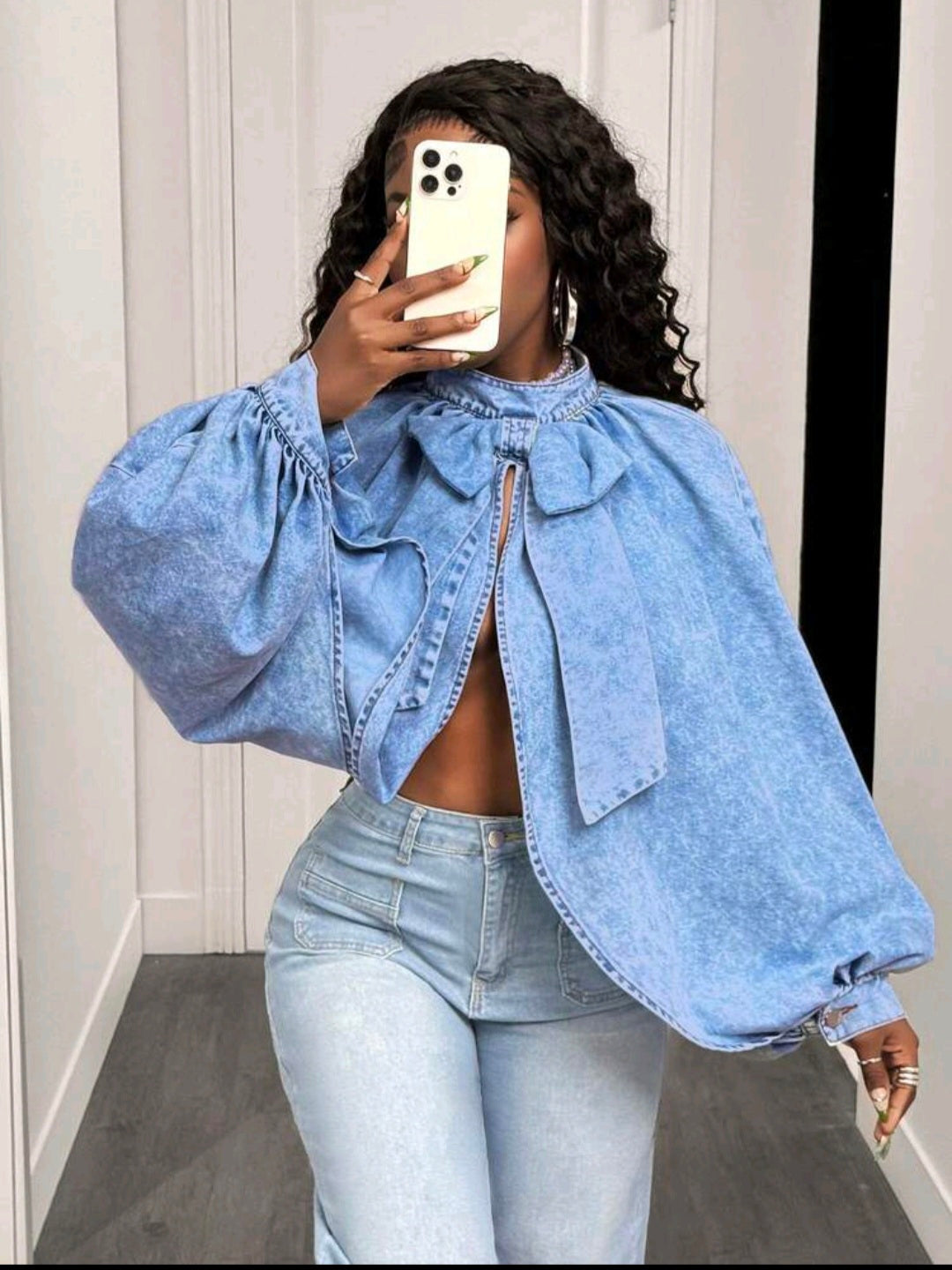 Denim Bow Blouse — UK 18