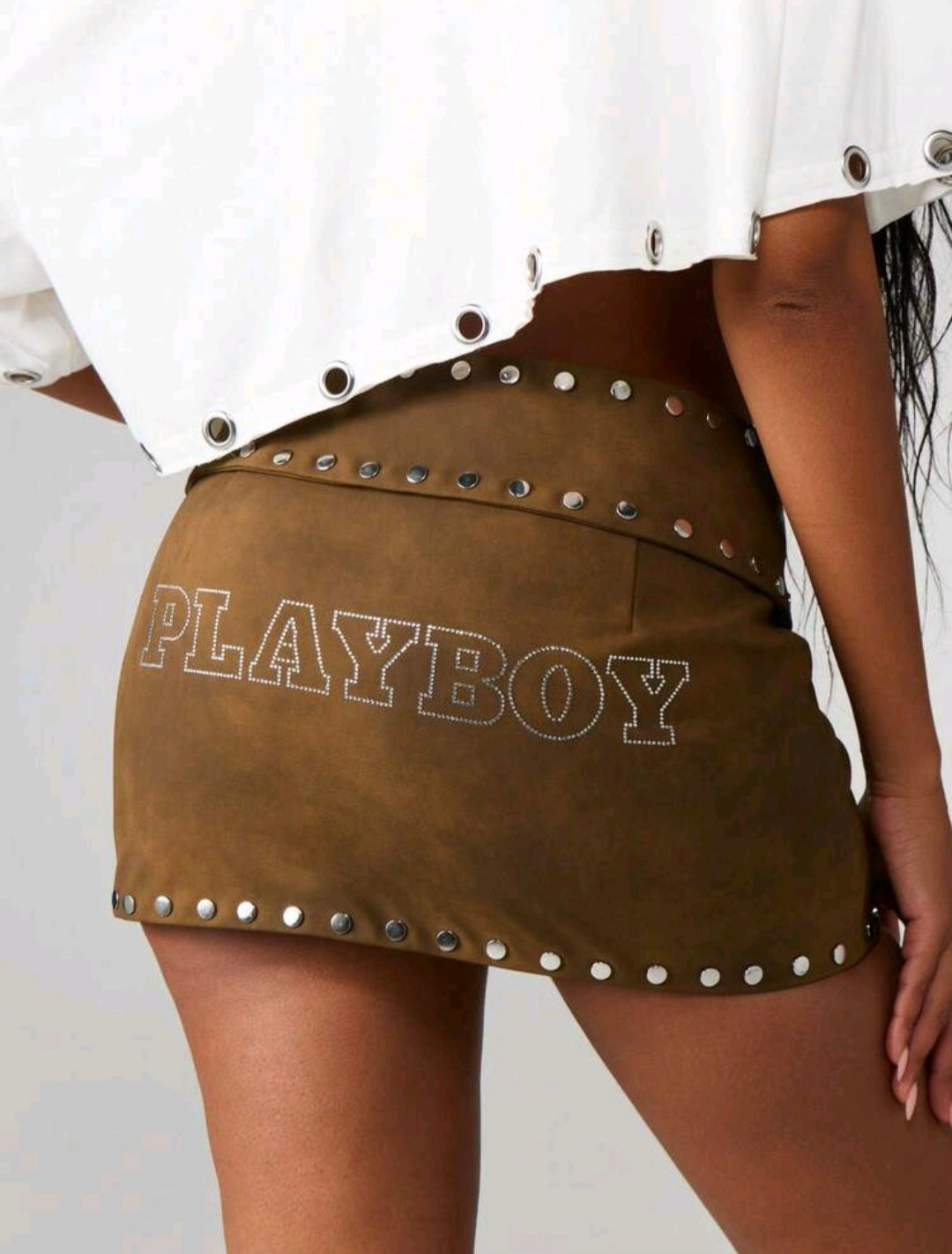 Playboy Studded Suede Mini — UK 16