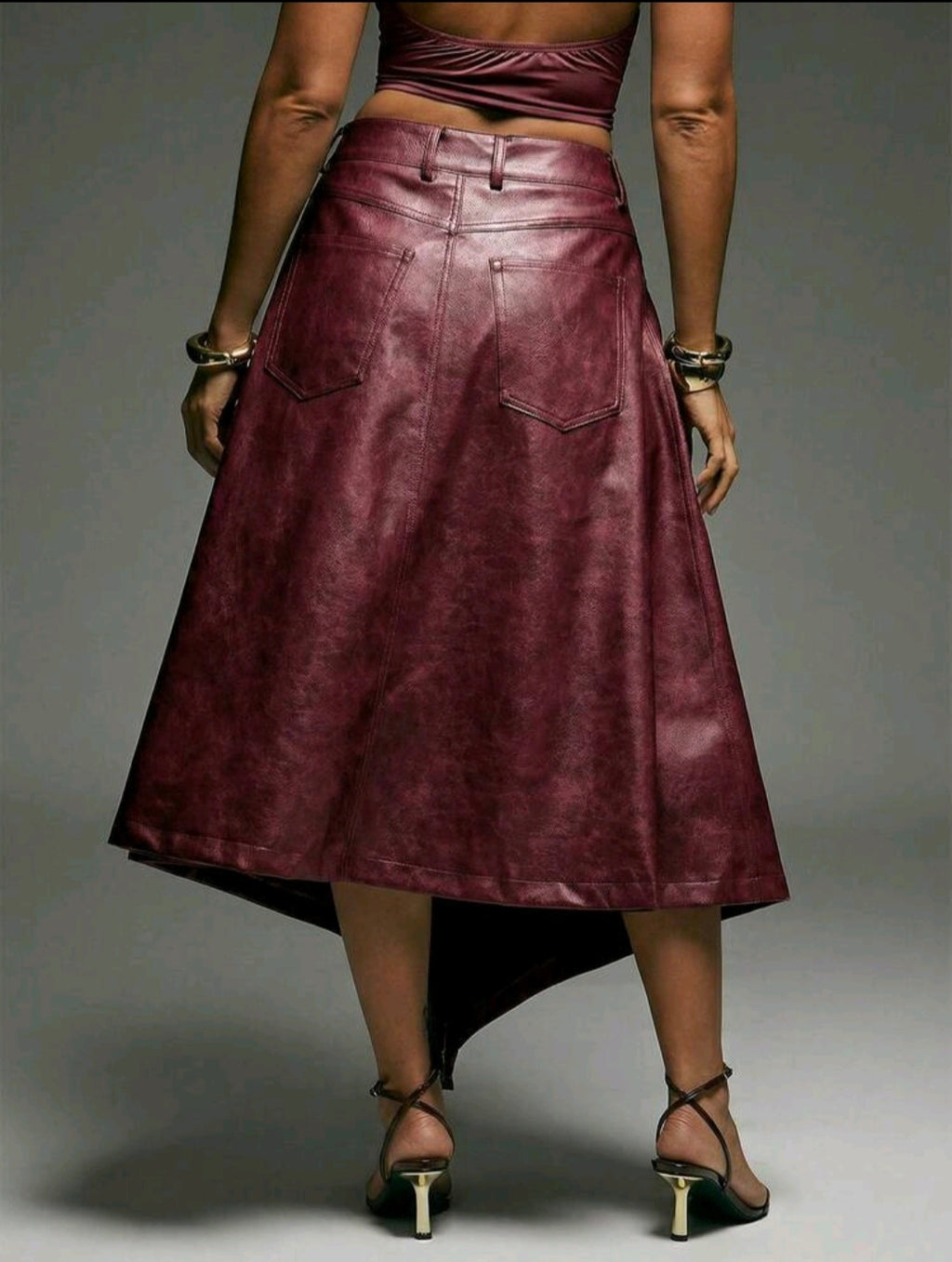 Burgundy High Slit Maxi — UK 12/14
