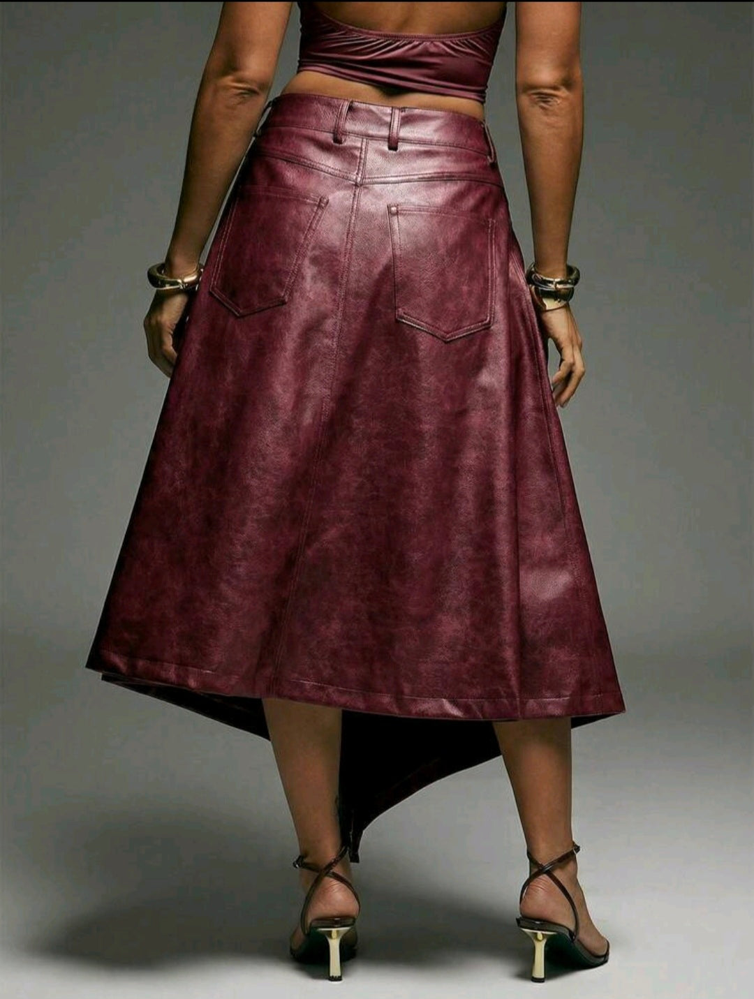 Burgundy High Slit Maxi — UK 12/14