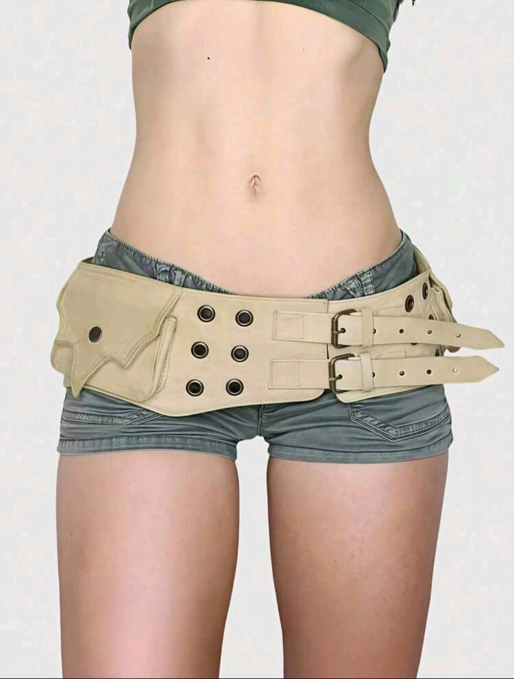Grunge Fanny Pack Belt — Beige