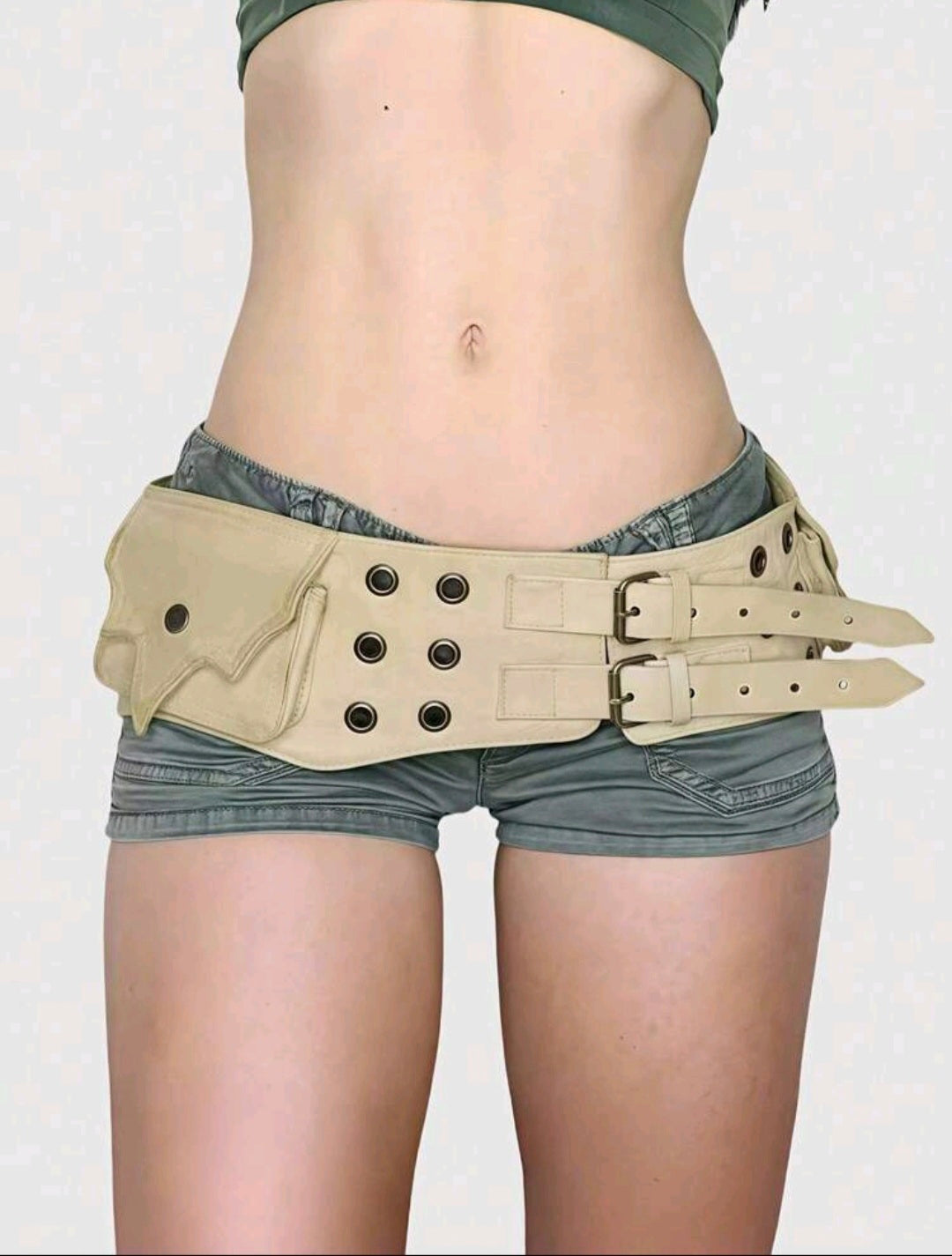 Grunge Fanny Pack Belt — Beige