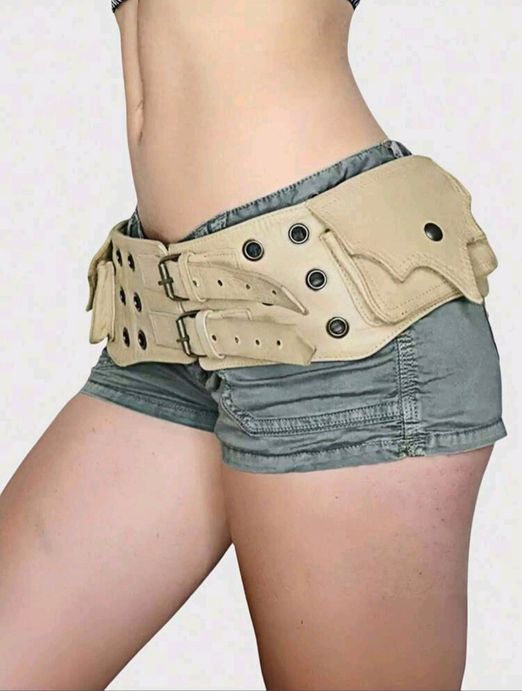 Grunge Fanny Pack Belt — Beige