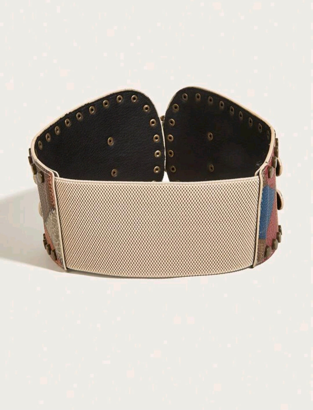 Studded Patchwork Western Belt — L