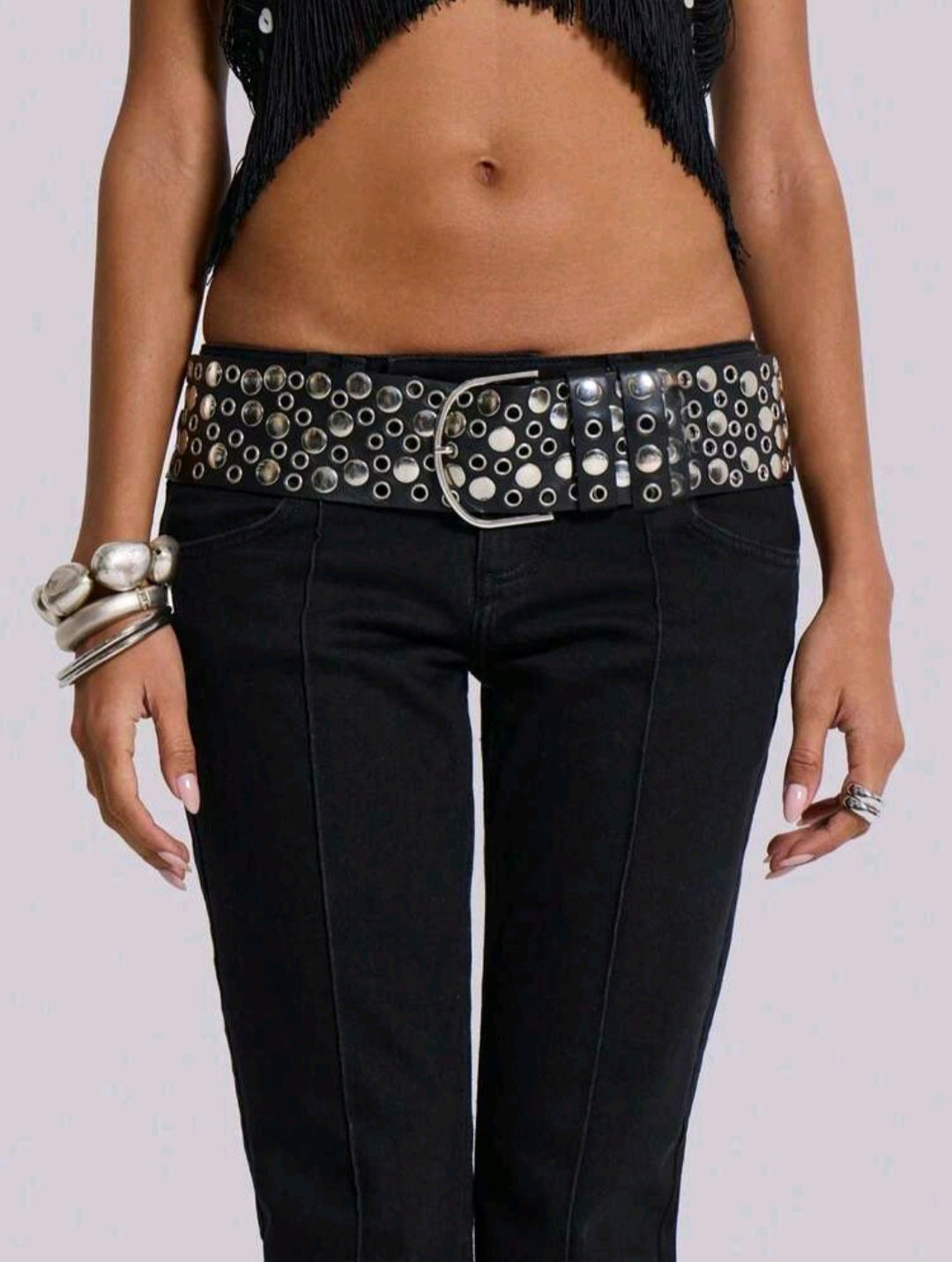 Punk Rivet Belt — Black (B)