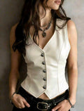 Vegan Leather Vest — White, UK 12/14