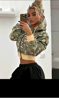 Camo Crop Hoodie — UK 8