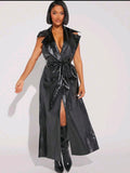 Hauture Backless Leather Trench — UK 8