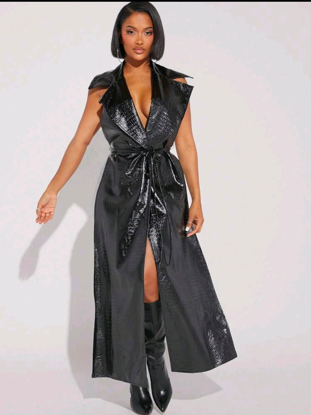 Hauture Backless Leather Trench — UK 8