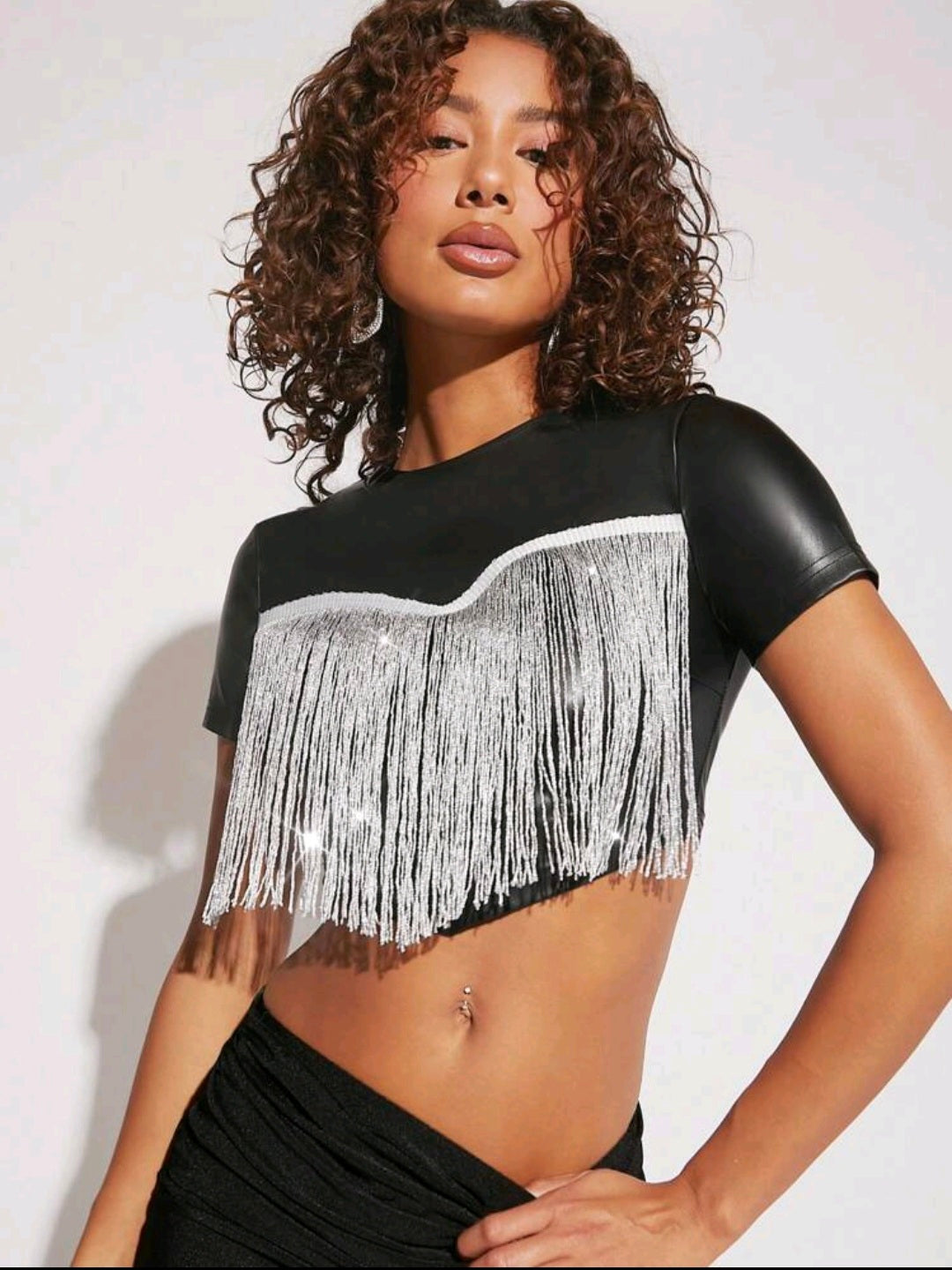 Hauture Fringe Leather Crop — UK 8