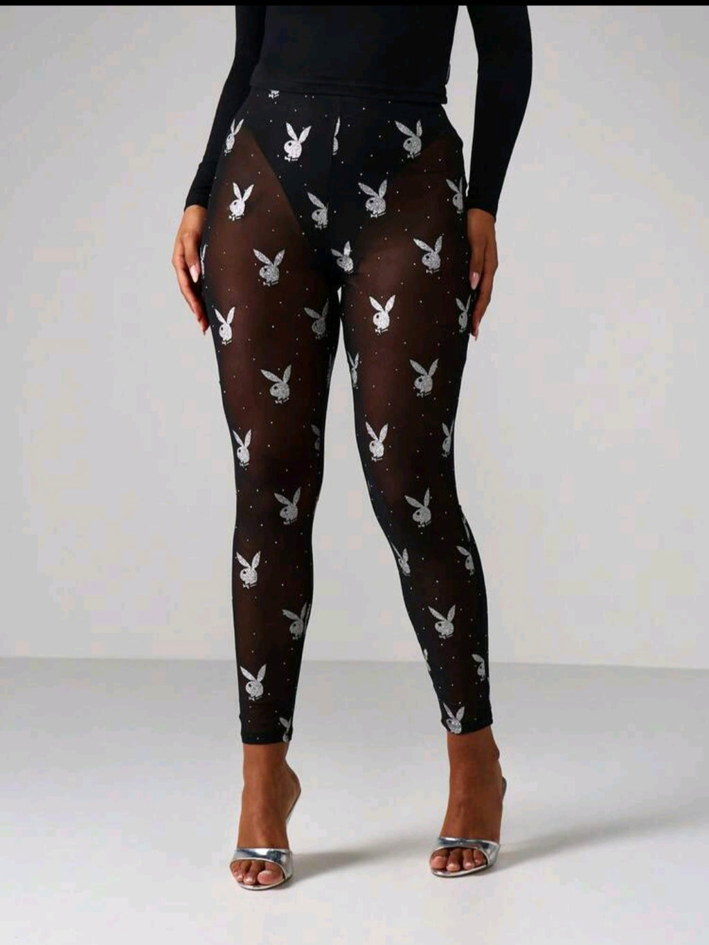 Playboy Mesh Logo Leggings — UK 12/14