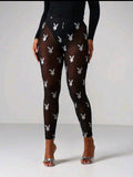 Playboy Mesh Logo Leggings — UK 12/14