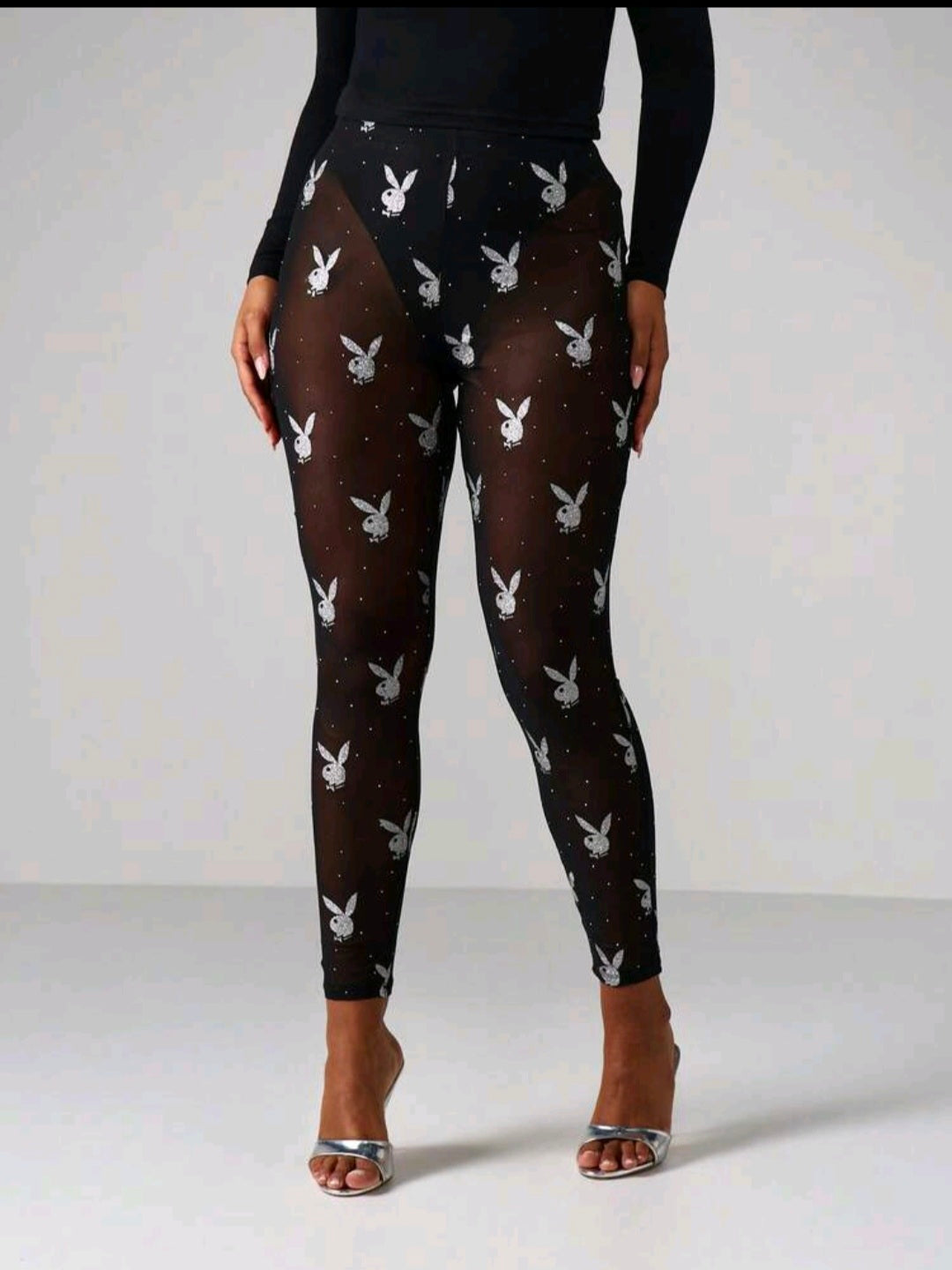 Playboy Mesh Logo Leggings — UK 12/14