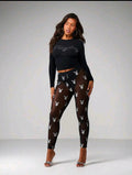 Playboy Mesh Logo Leggings — UK 8