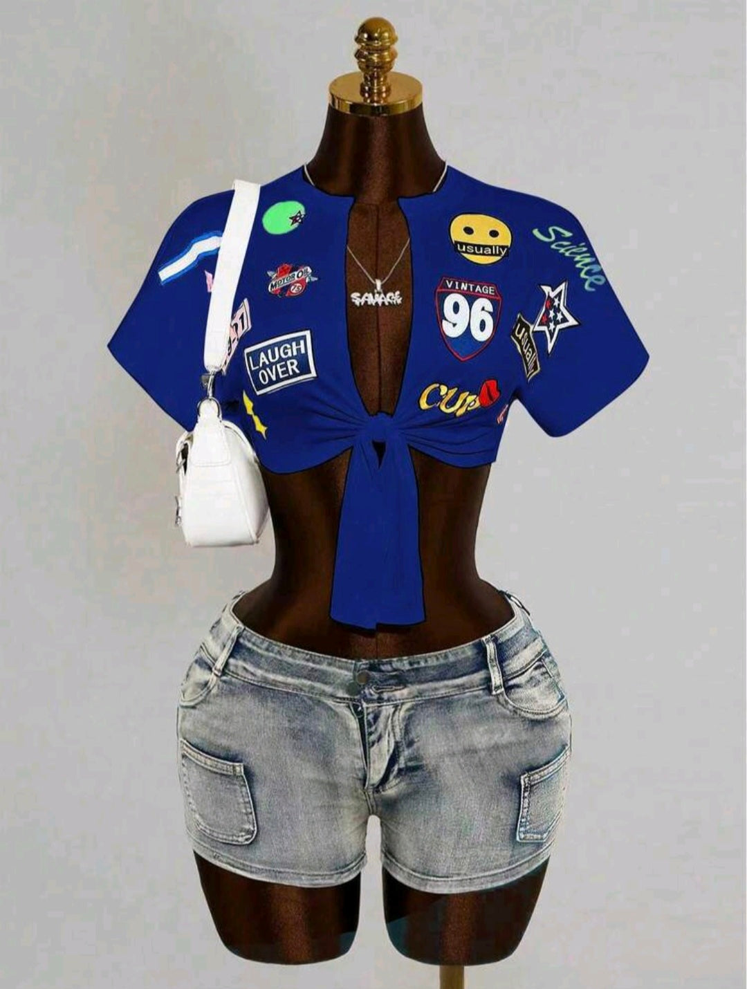 Blue Tie Summer Shirt — UK 8