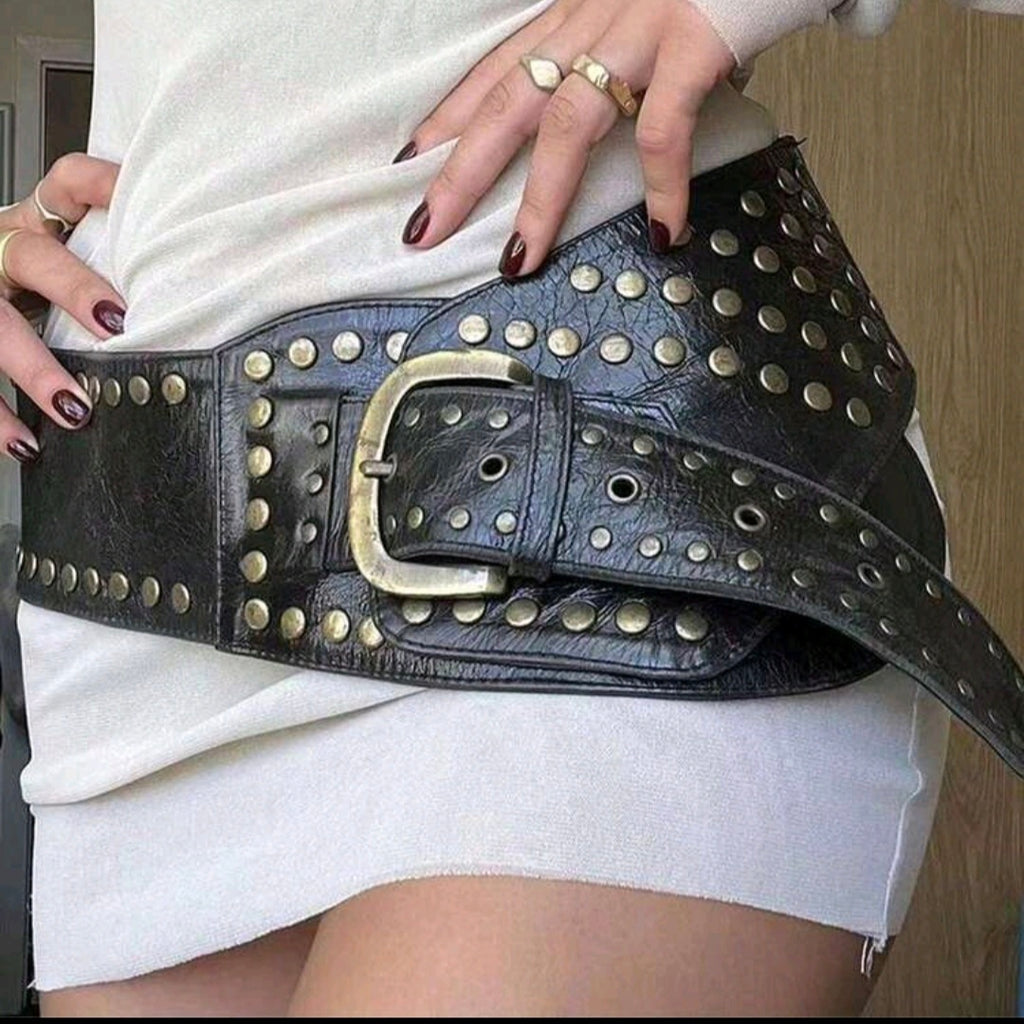 Punk Rivet Vegan Belt — Black
