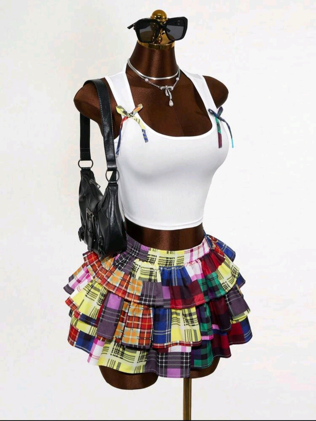 Tiered Rainbow Mini Skirt — UK 8