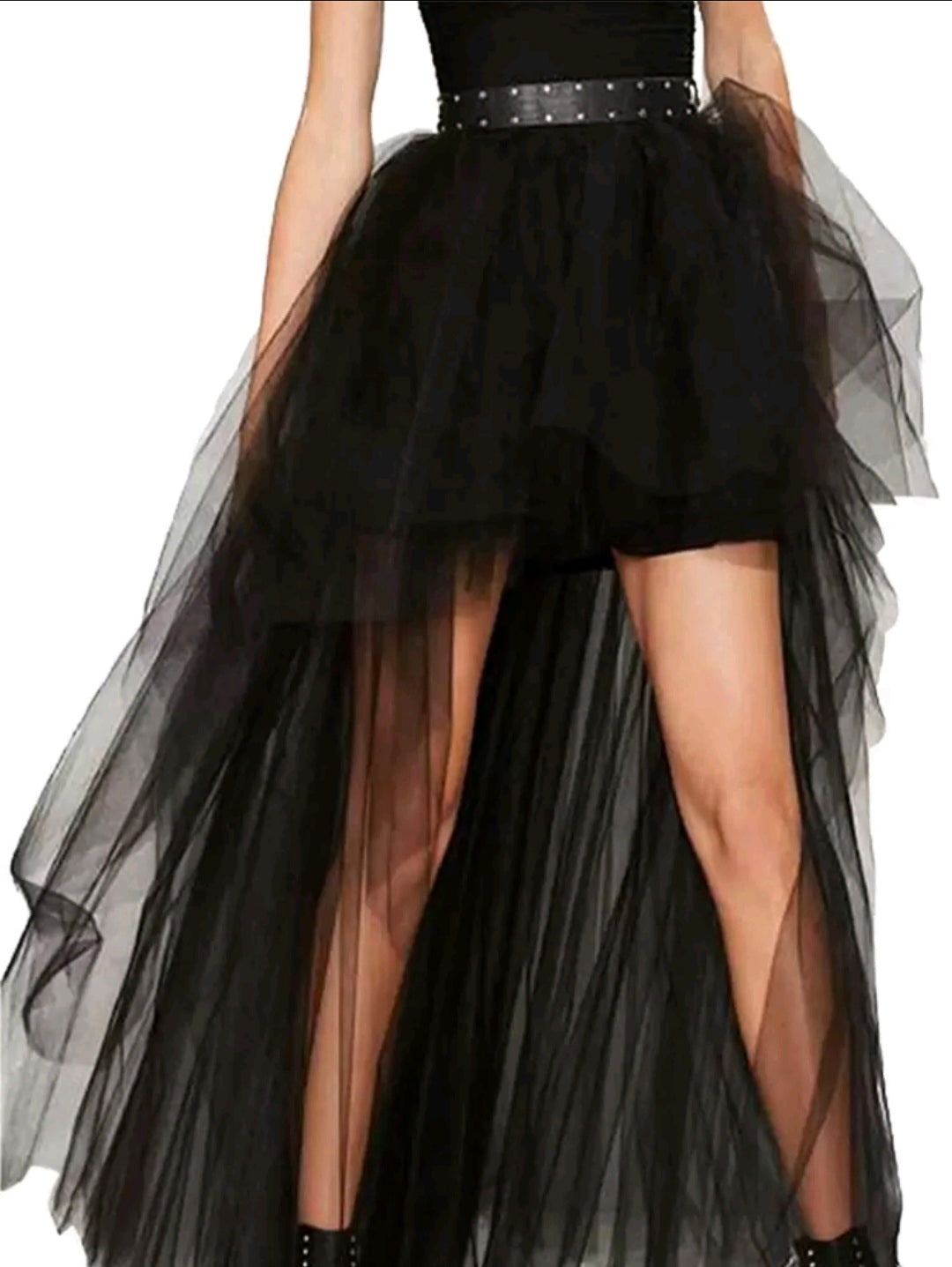 Black Tulle Asymmetric Skirt — One Size
