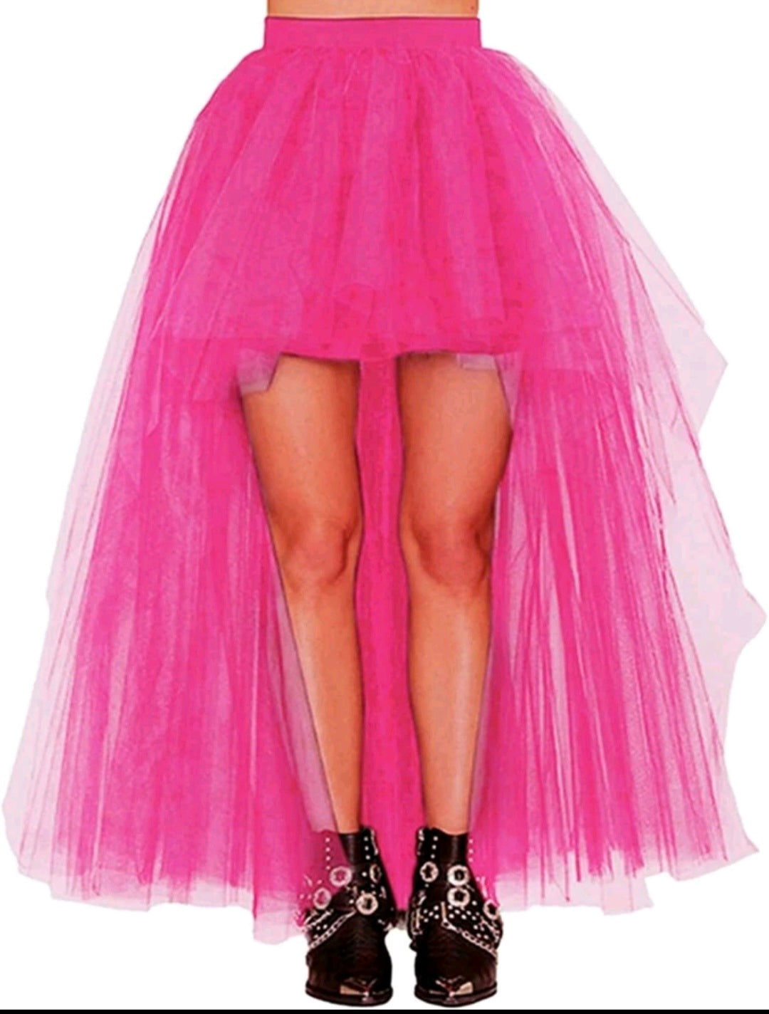 Pink Tulle Asymmetric Skirt — One Size