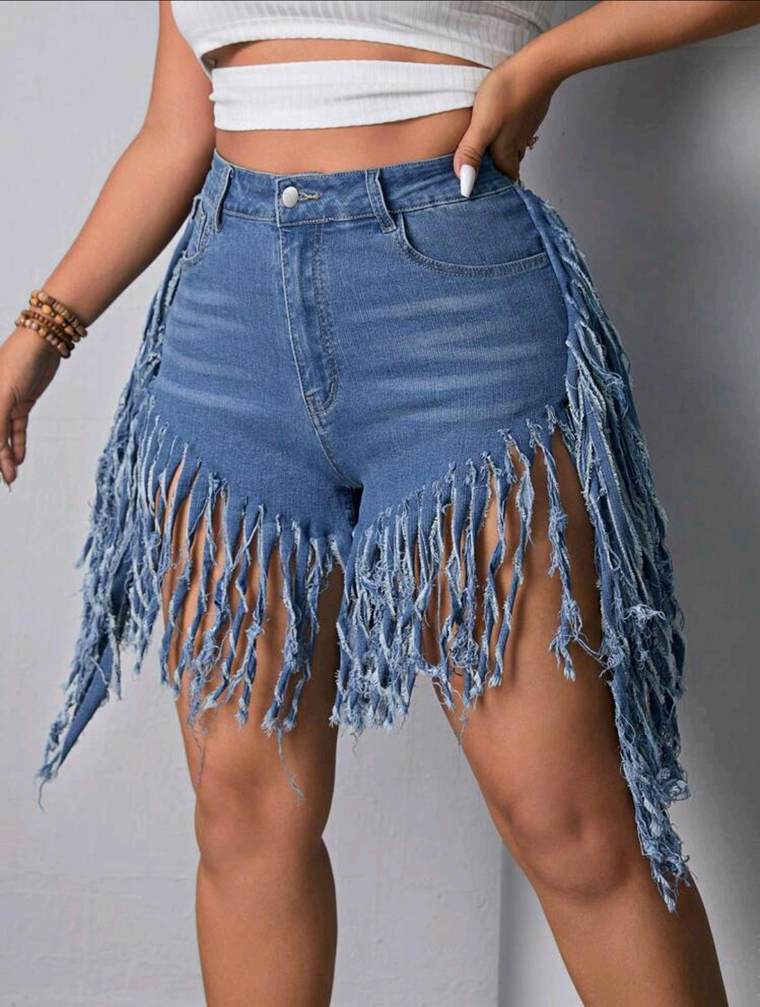 Fringe Denim Shorts — UK 18