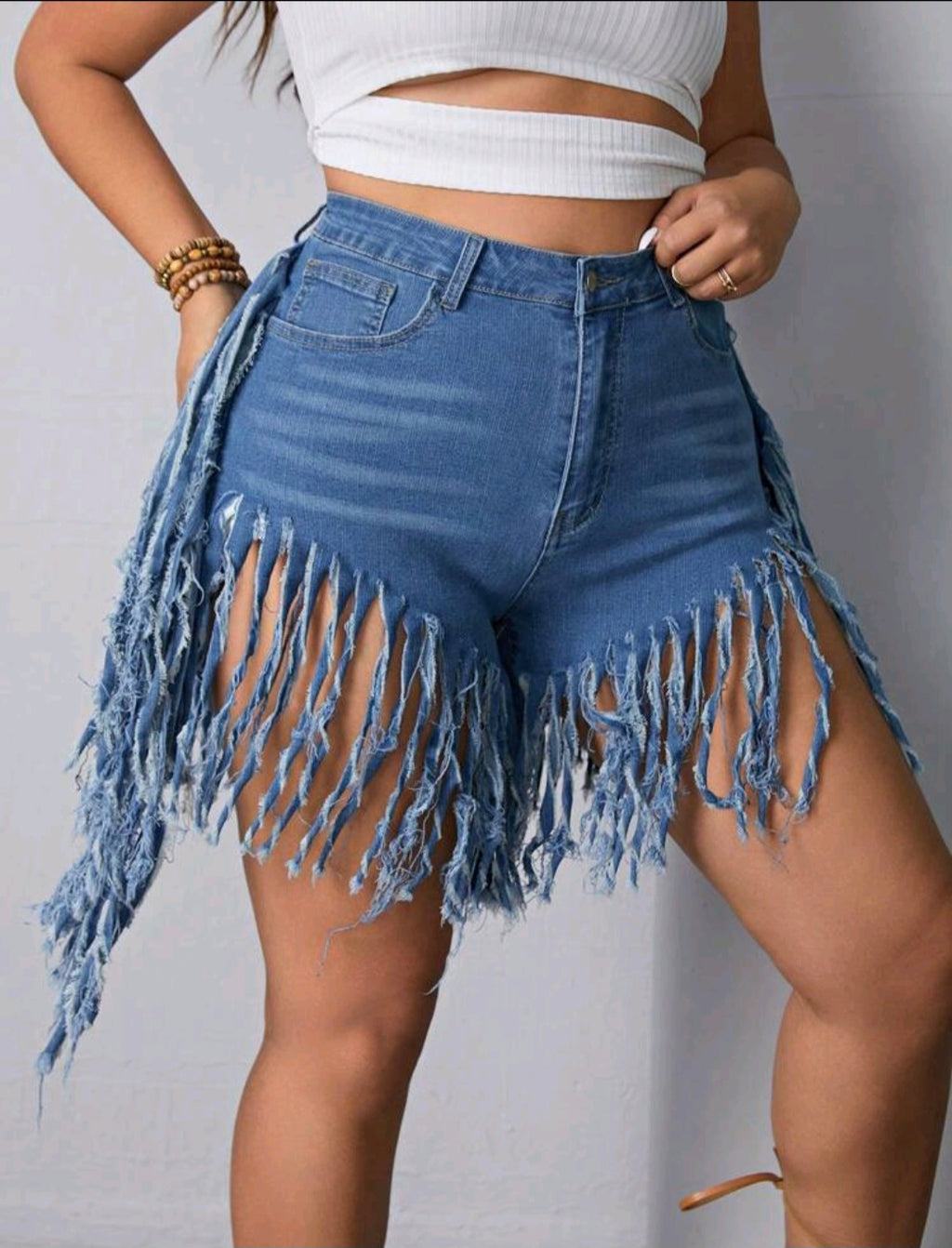 Fringe Denim Shorts — UK 16