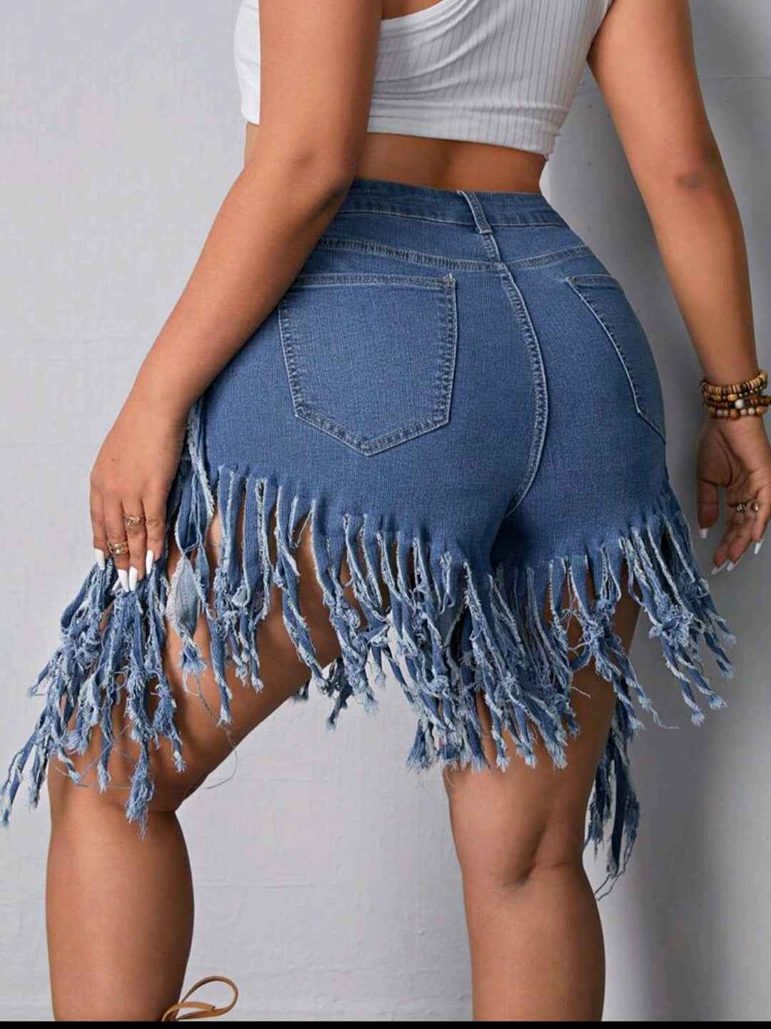 Fringe Denim Shorts — UK 16