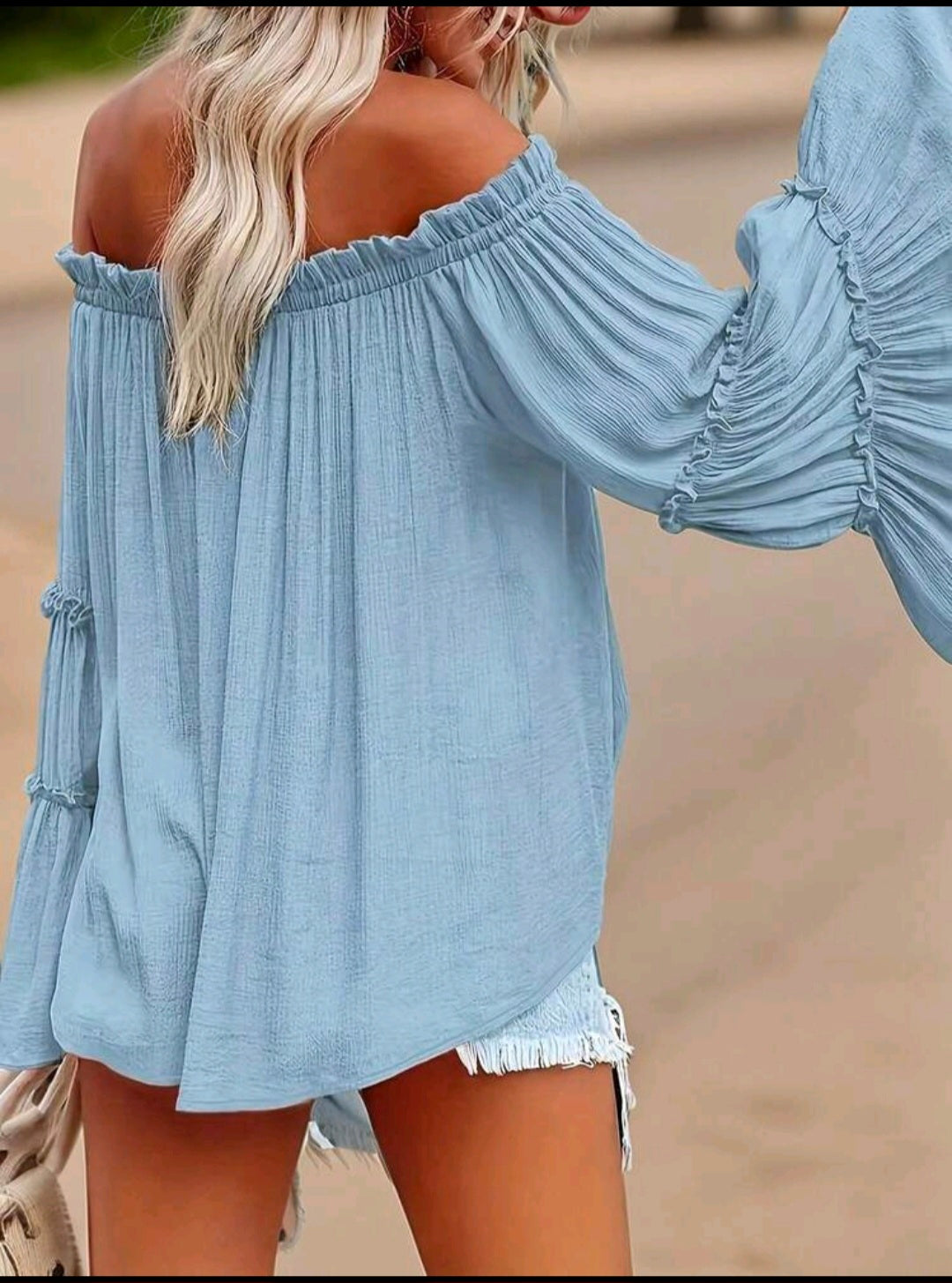 Baby Blue Flare Sleeve Blouse — UK 18