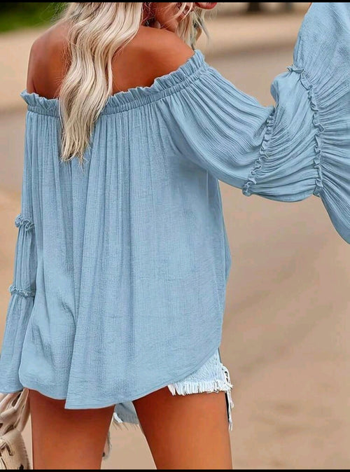 Baby Blue Flare Sleeve Blouse — UK 18