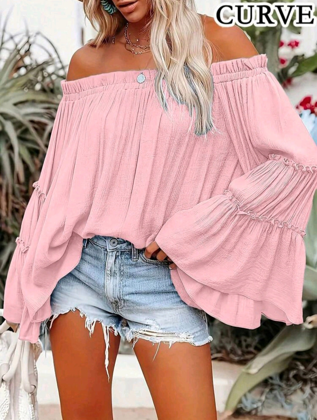 Pink Flare Sleeve Blouse — UK 18