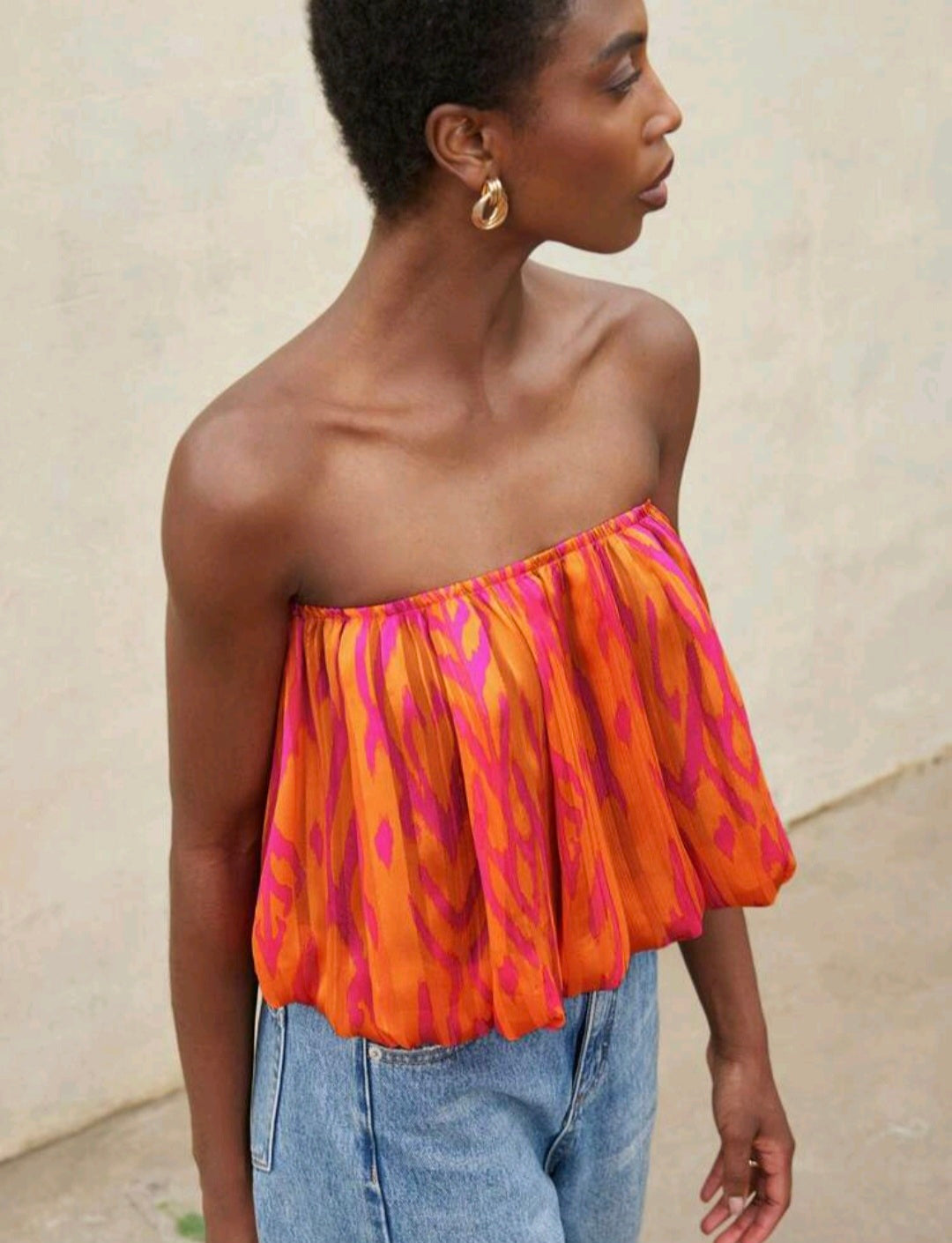 Retro Tube Top — Orange & Pink, UK 12/14