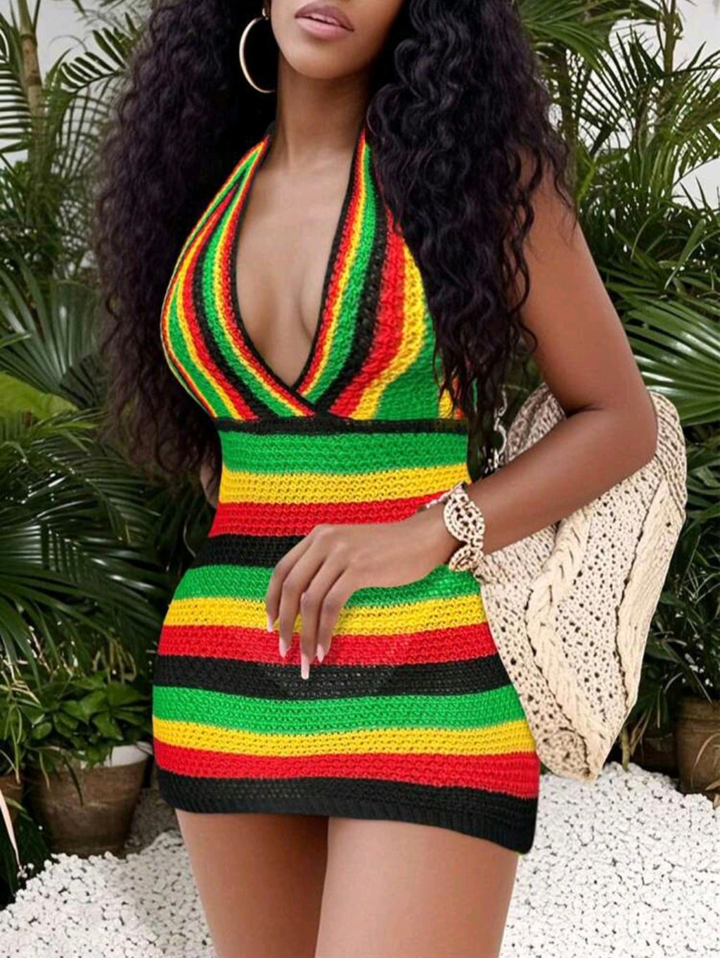 Deep V Knit Halter Mini — UK 8