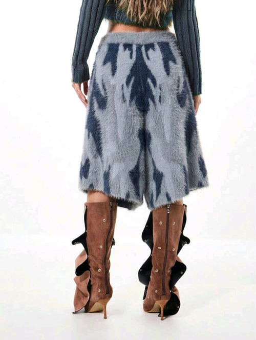 Blue Camo Fluffy Bermuda Shorts — UK 8