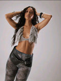 Musera grey tassel frill bralet UK10 US8