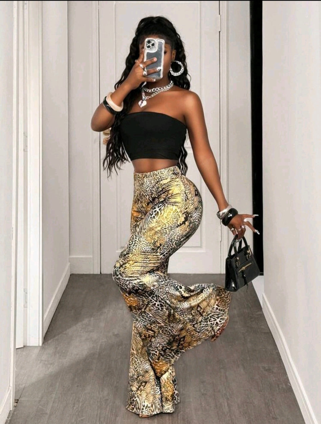 Cheetah Print Bell Bottoms — UK 8
