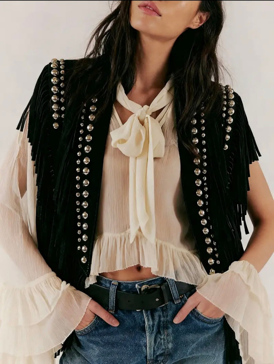 70s Studded Hippie Vest — One Size