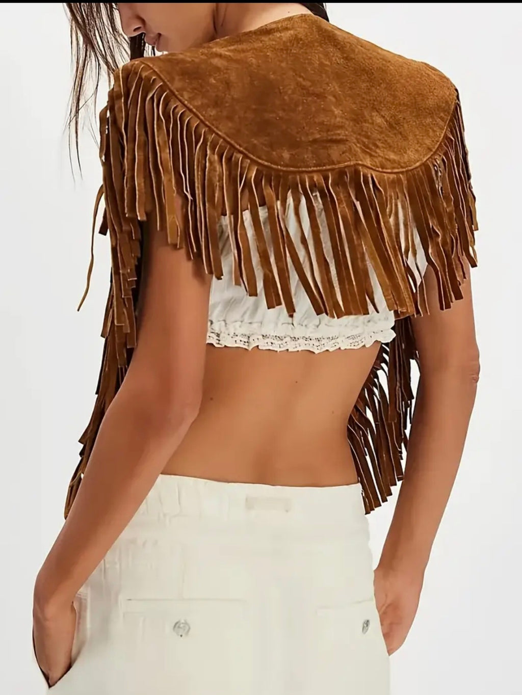 Western Fringe Suede Vest — UK 18