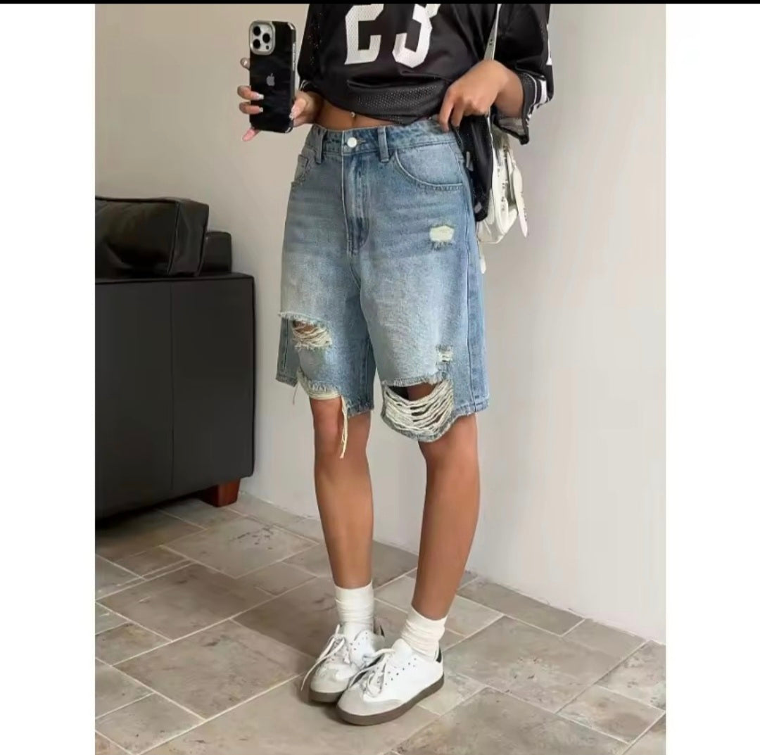 Y2K Baggy Denim Shorts — UK 16