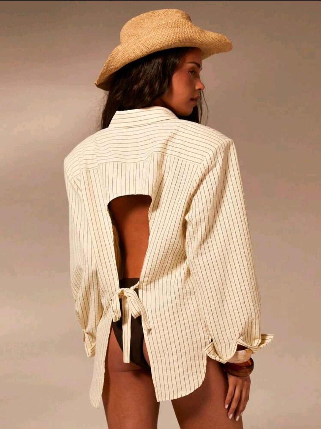 Yellow Stripe Shoulder Pad Blouse — UK 12/14