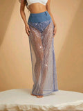 Denimoi Denim Sequin Maxi Skirt — UK 12/14