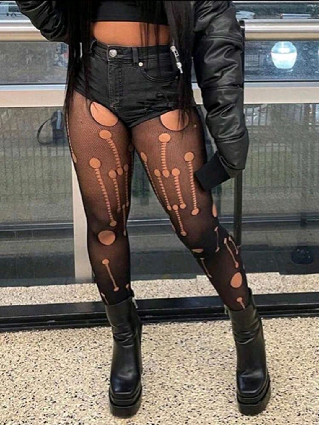 Distressed Fishnet Stockings (A)