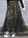 Woman's leopard print mesh, maxi skirt  UK 10 US 8