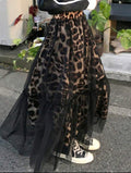 Woman's leopard print mesh, maxi skirt  UK16 US 12